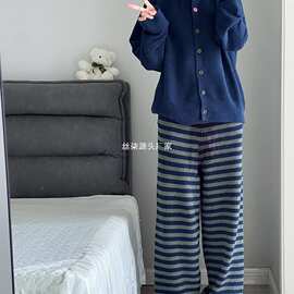 冬季网红珊瑚绒睡衣女惰懒风开衫甜美保暖加厚长袖少女家居服套装