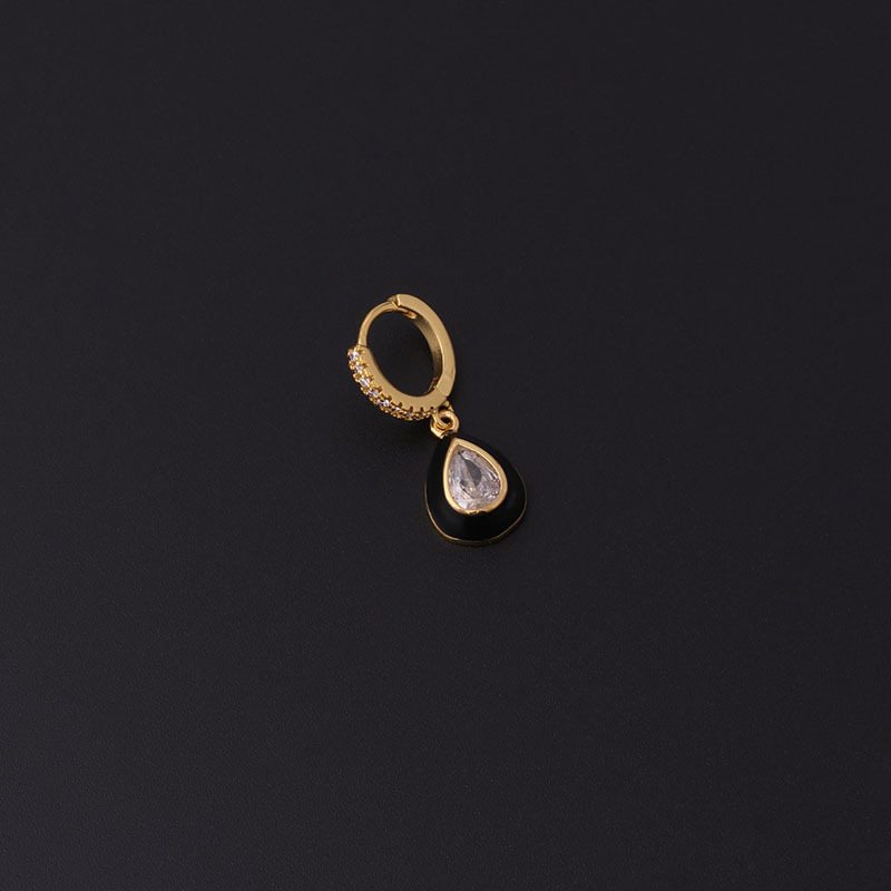inlaid zircon water drop shape copper ear clip wholesale Nihaojewelry