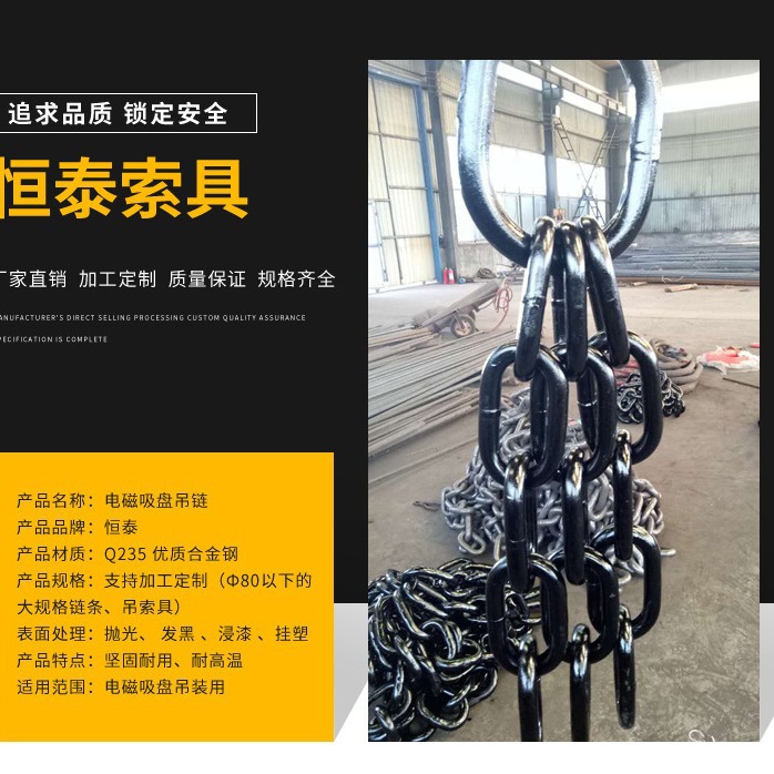 电磁吸盘链条现货厂价销售电磁吸盘吊链 规格全电磁吸盘吊装链条