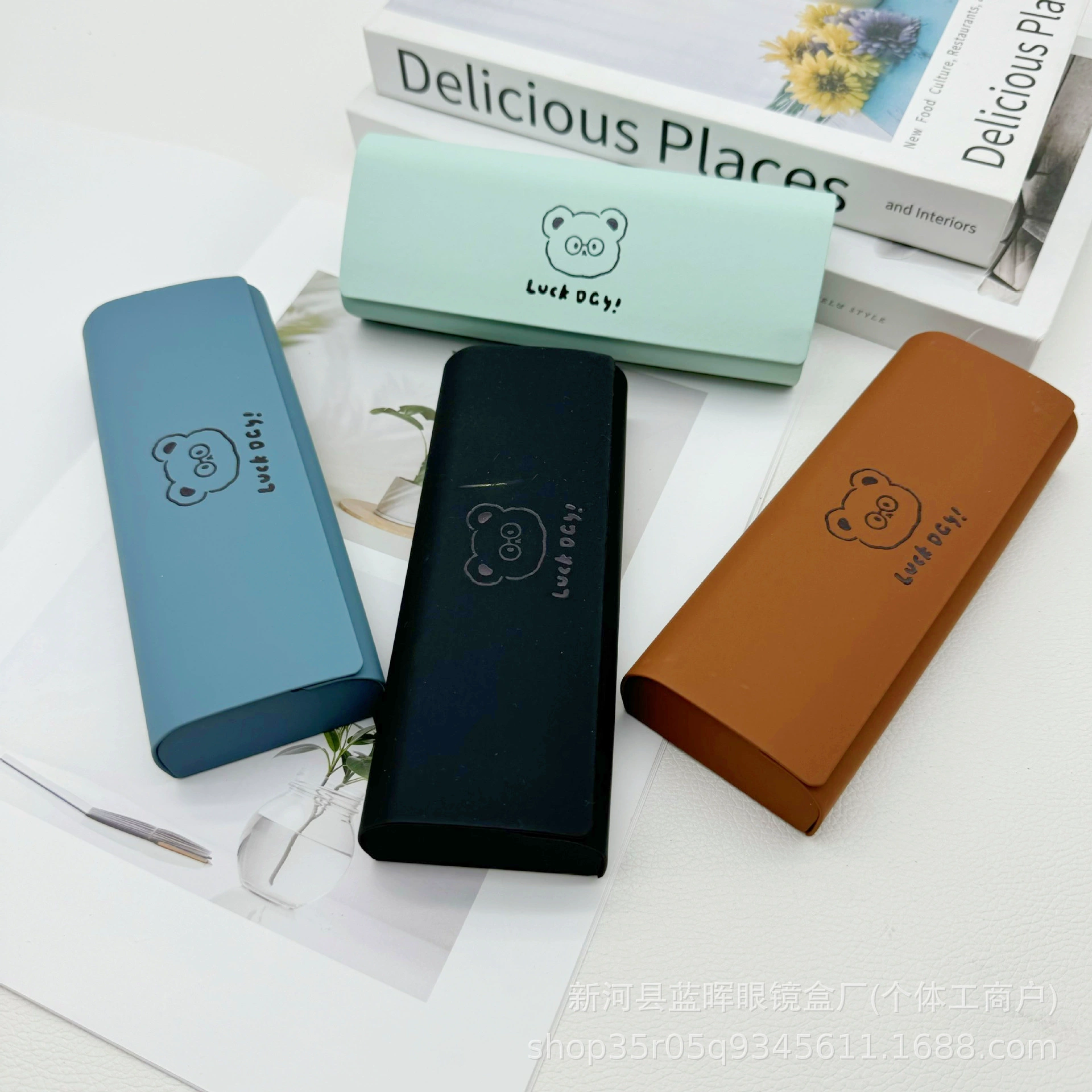 Оптовая продажа креативных футляров для очков ручной работы в стиле ins, для студентов, для очков для близорукости, противоударные, портативные, с откидной крышкой, ручной работы