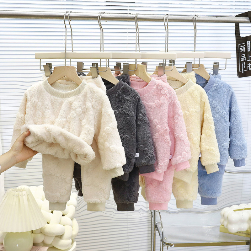 儿童睡衣套装保暖秋冬新款男童加厚家居服宝宝加绒女童衣服童装|undefined