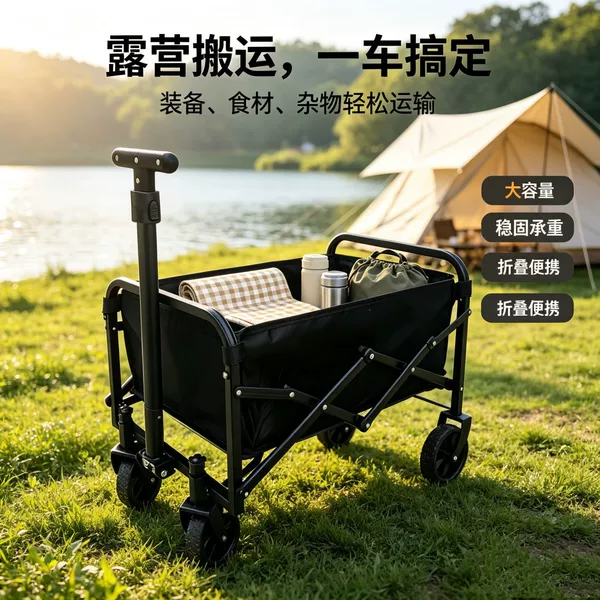 Factory direct sales, cross-border export, hand-push small cart for camping, picnics, fishing, transportation, and moving