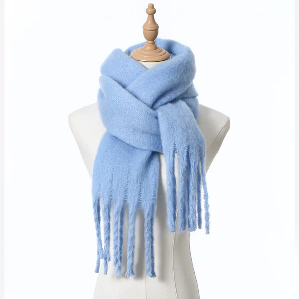 New Autumn and Winter Women's Shawl with Long Tassels, Thick Solid Color Scarf, Couple's Matching Style