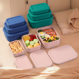 Hot Selling Silicone Lunch Box Microwave Heating Crisper Storage Box Food Grade Silicone Portable Picnic Lunch Box Wholesale