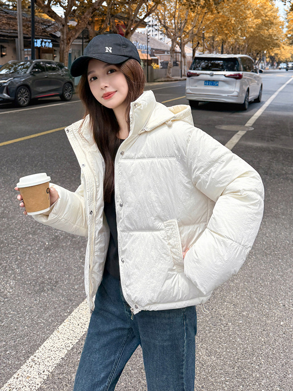 韩版连帽羽绒棉服女2025年冬季新款加厚小个子短款面包服棉袄外套|undefined