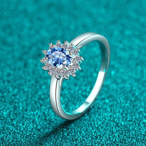 925 sterling silver ring for women sapphire blue dove egg moissanite ring plated with pt950 gold manufacturer direct wholesale