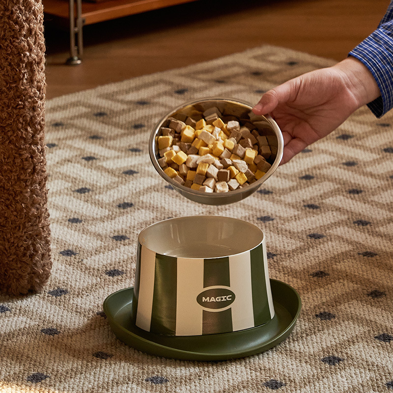 Pet de acero inoxidable cuello único protector de cuello anti-fugas de alimentos anti-cabotaje cuello de perros elevados protector de cuello anti-cabotaje cuello de gato