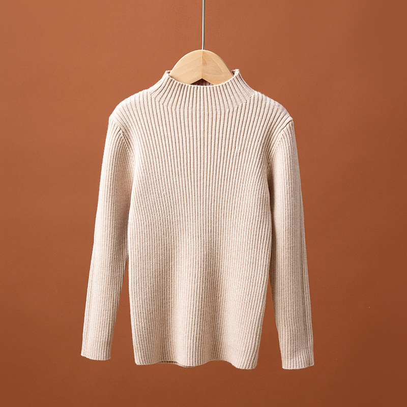 Suéter coreano de cuello alto para niños y niñas, camisa de punto para niños de mediano edad, invierno y otoño, chaqueta caliente de cuello alto