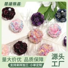 DIY手机链串珠笔配饰仿真软玫瑰花山茶花陶泥钻球珍珠花球串珠