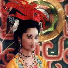 甄姬西游记女儿国国王饰品绒花凤冠整套古风头饰拍照