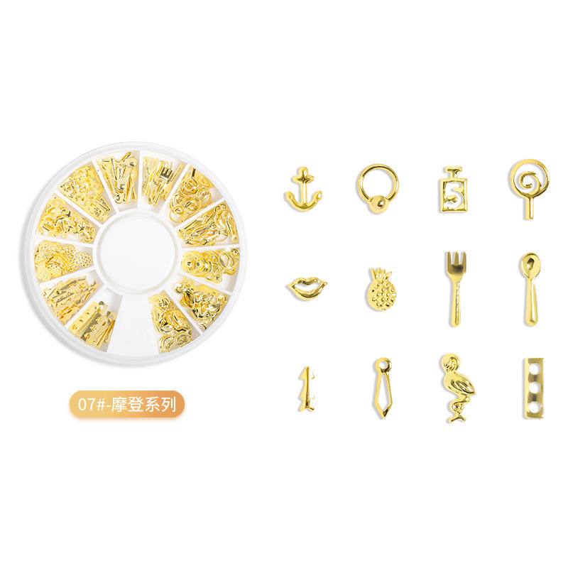 Transfronterizos para el remache de uñas japonés 12 placas de disco hueco de aleación de forma especial de estrella y luna mezclada decoración