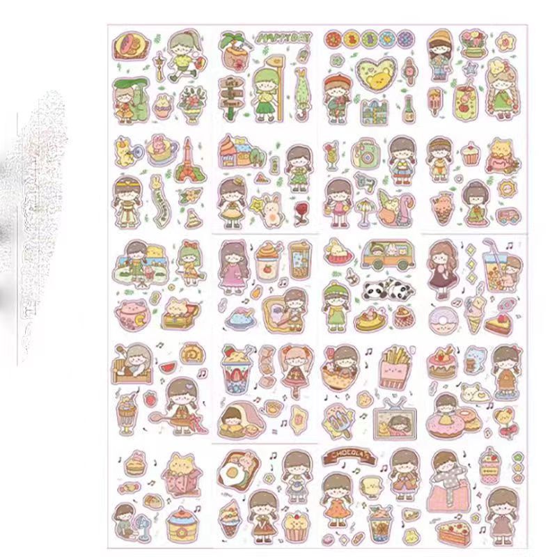 Diario pegatinas diario libro niña niños pegatinas traje Gu Ka impermeable lindo material de la historieta transparente al por mayor