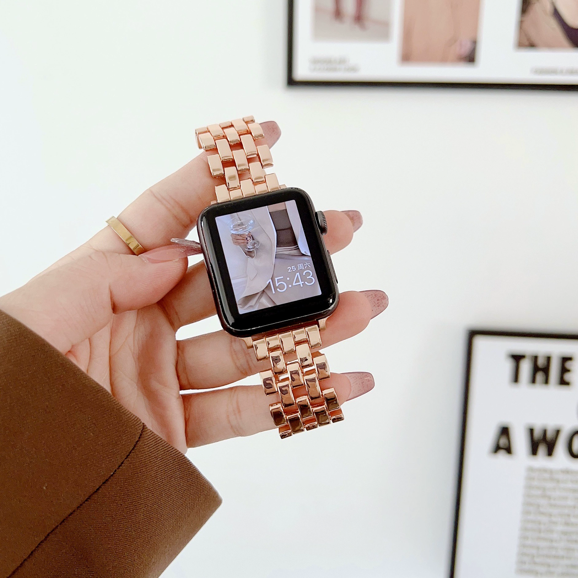 Пустой новый браслет с пятью бусинами из металла, подходит для Apple Watch 8 поколения Ultra Apple Watch 1-7 поколения SE