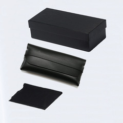 New Fashion Logo Printed Leather Sunglasses Case Set with Leather Ring Soft pouch Sunglasses Box Sunglasses Bag High-end Combination