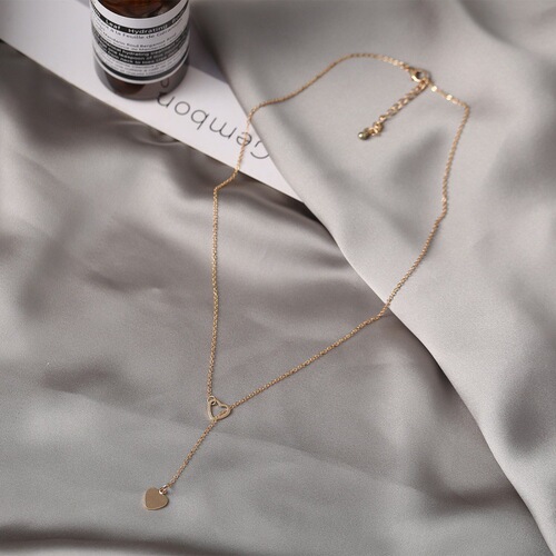 European and American-style trendy personalized heart-shaped pendant necklace for women—exquisite single-layer clavicle chain necklace