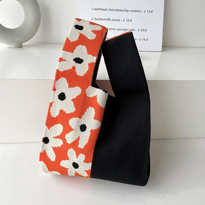 Bolsos, diseño de nicho femenino, bolso de punto personalizado, bolso tejido de un solo hombro de punto de todo fósforo, bolso de mano, bolso de mano