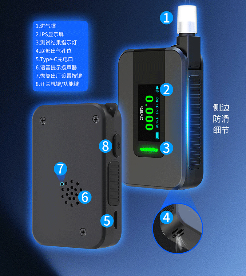 Electrochemical alcohol test detector s + new convenient drunk driving detector cross-border for manufacturers straight hair