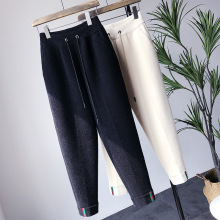 羊绒针织裤女秋冬款显瘦2021加厚毛呢哈伦九分裤冬季萝卜裤小脚裤