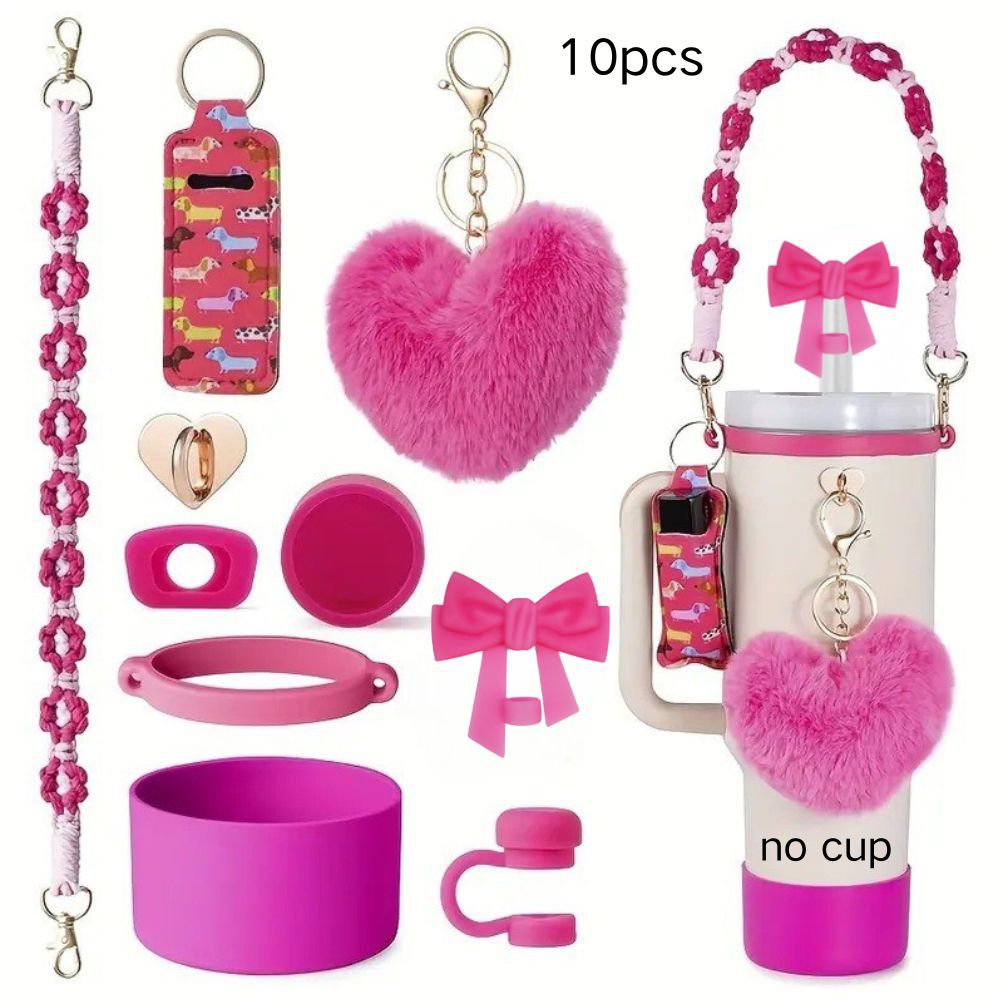 Ventas calientes accesorios de taza de agua stanley margarita cuerda de mano anillo de silicona gorra de paja flor bola de pelo de silicona taza de soporte