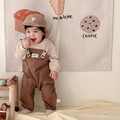 Baby's one-piece suit set, unisex, two-piece set for spring and autumn, Korean-style, stylish crawling suit for outings