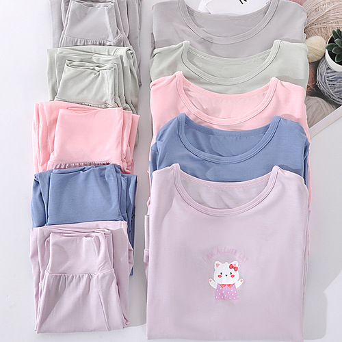 Children's spring and summer home clothes set, baby pajamas set, older children's summer modal body-conditioning air-conditioning suit