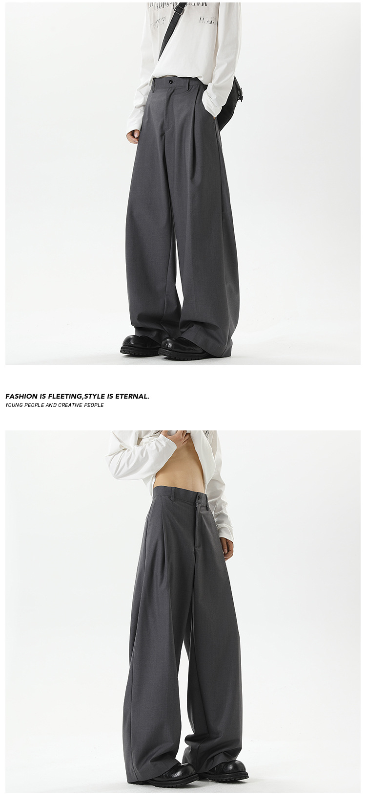 Pantalone uomo ampio con pieghe nero pantalone casual elegante_voghion.com