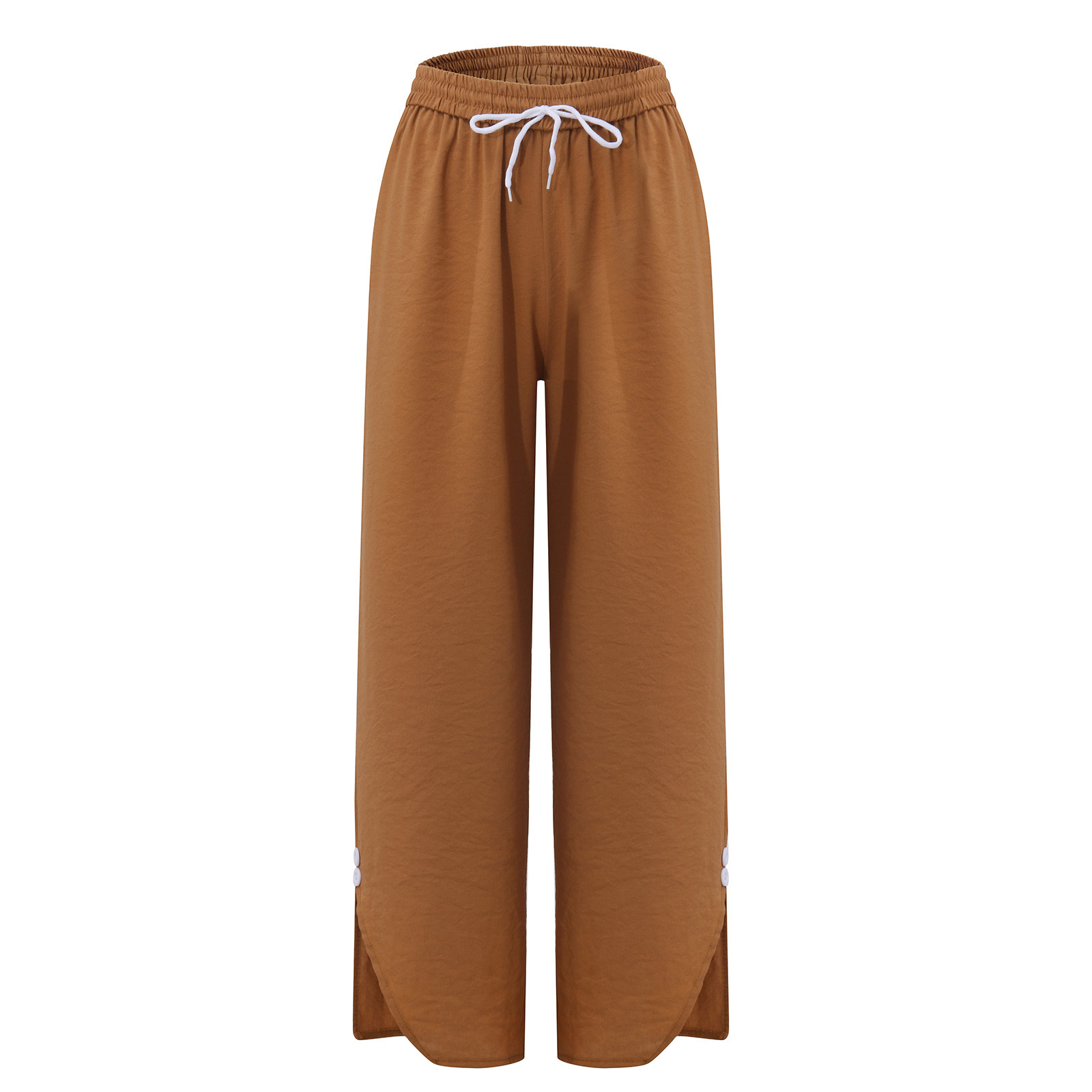 Women's Daily Streetwear Solid Color Full Length Button Casual Pants Wide Leg Pants display picture 3