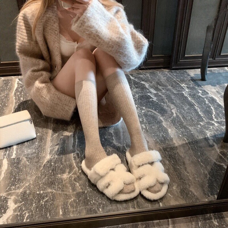 纯色小腿袜子女棕咖色棉袜日系中筒袜jk及膝袜显瘦长筒袜堆堆袜潮|undefined
