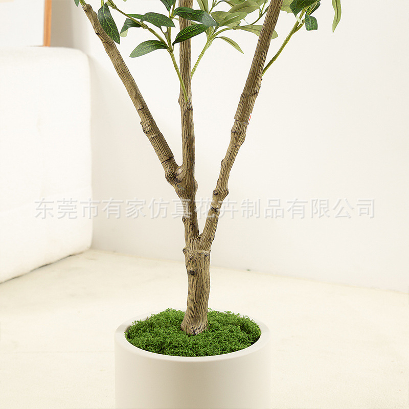 Aterrizaje de olivo de simulación de Amazon transfronterizo Adornos de decoración del hogar a gran escala Plantas verdes en macetas Desmontaje de plantas de árboles falsos