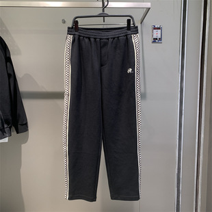 2024 spring new loose ribbon sports sweatpants men's elastic waist fashion straight pants trendy B2GME1103