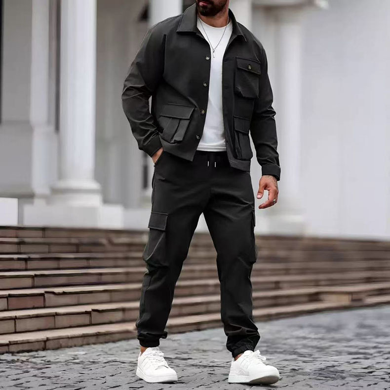 Completo uomo giacca da lavoro e pantaloni cargo multi-tasche_voghion.com