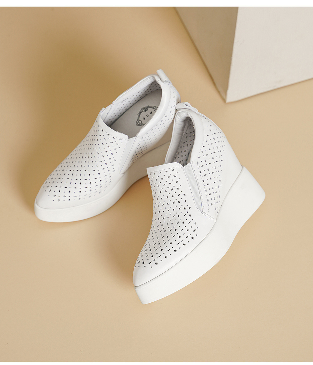 Giày sneaker nữ đế dày tăng chiều cao 12cm, form lười thoáng khí, phong cách trẻ trung — màu đen, màu trắng chi tiết 14