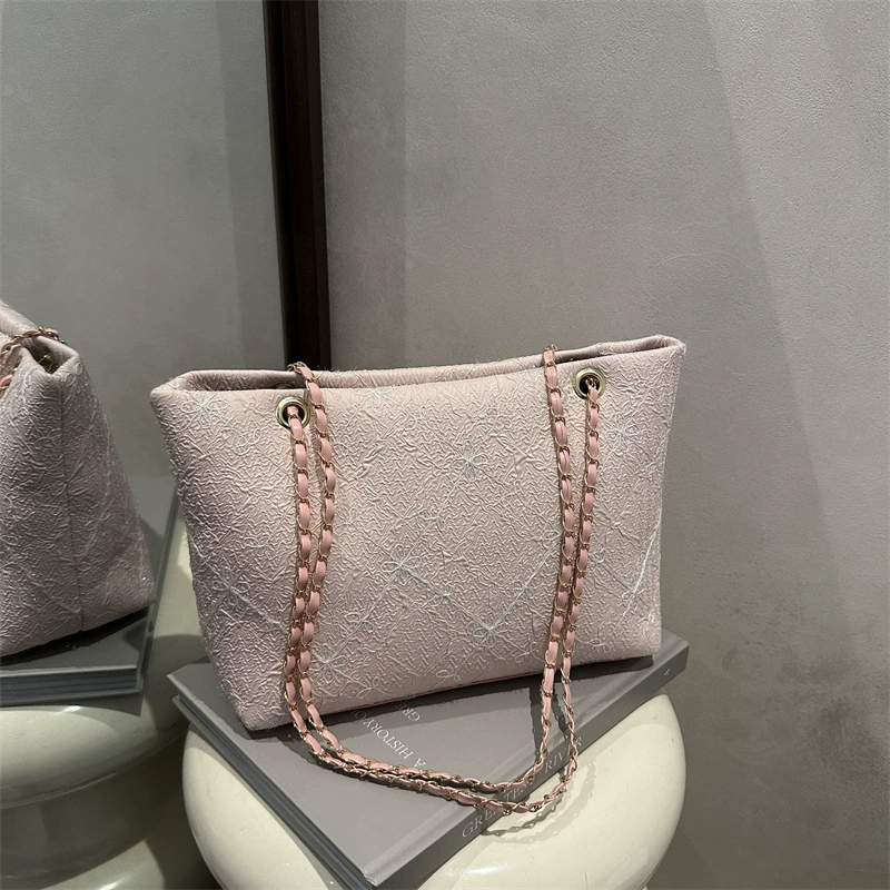 Handheld shoulder bag, quilted texture, chain strap — summer style, 4 colors