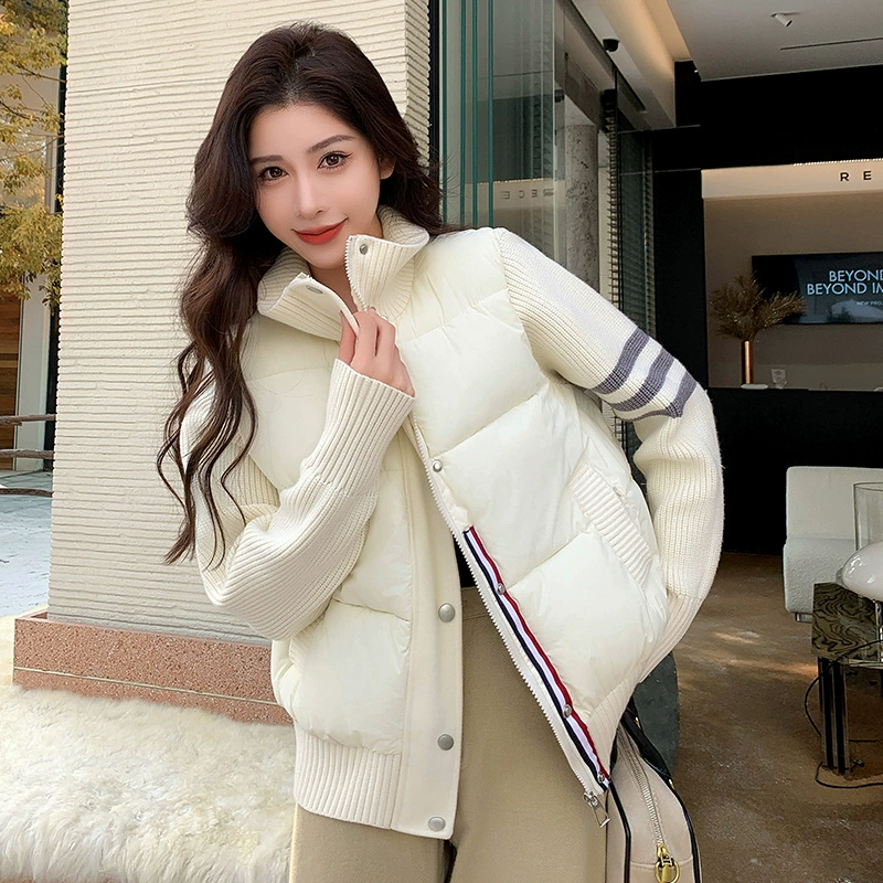 Хлопчатобумажная одежда женская короткая осень-зима новый маленький ароматный ветер стоячий воротник свободного сшивания трикотажный свободный повседневный пиджак хлопок