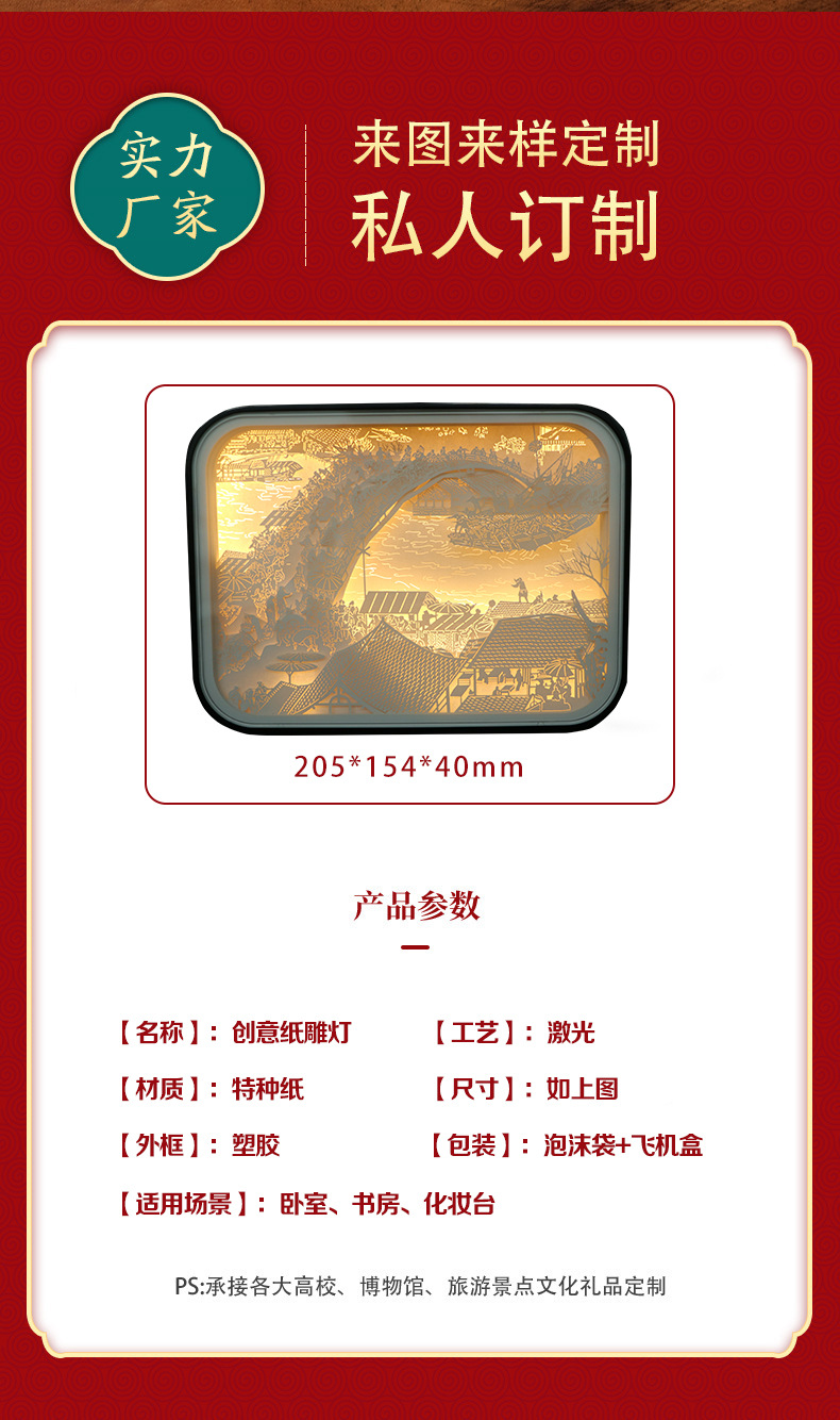 【源头厂家】名画立体纸质纸雕灯清明上河图光影纸雕灯