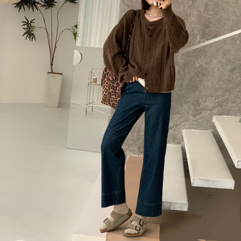 Explosive! Explosive! Green Copper Light and Shadow Series! Four-Way Stretch Jeans with Visible Stitching! Fashionable Pants for All Seasons