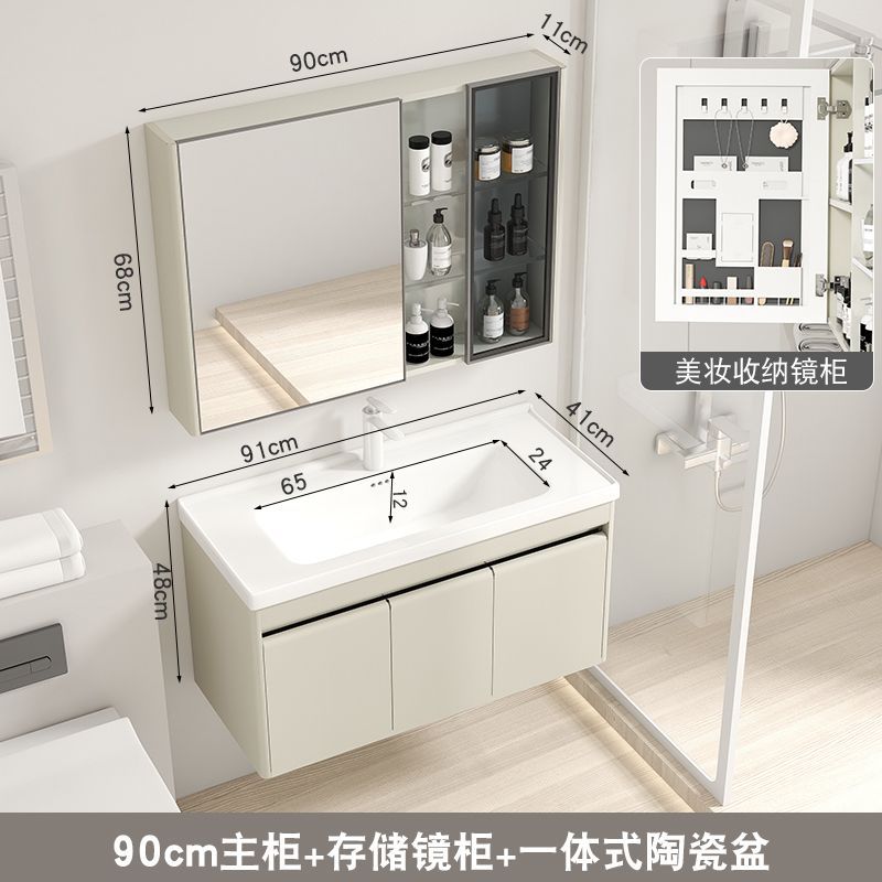 41 ancho de acero inoxidable gabinete de baño de cerámica cuenca integrada pequeño apartamento baño lavabo combinación