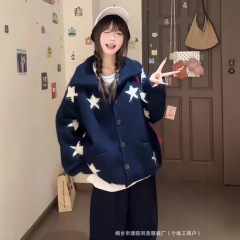 东大门高定毛衣星星提花原版专柜品质针织开衫秋冬新款毛衣外套女