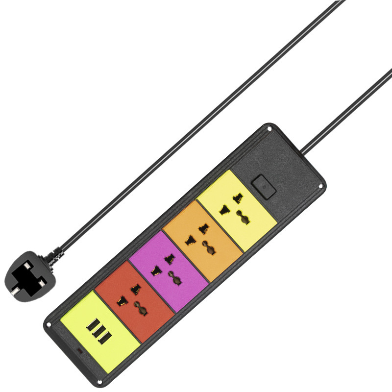 跨境专供国际通用孔插板排插插排多孔带USB万能孔接线板插座