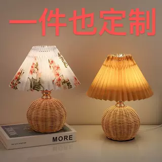 定制北欧民宿装饰百褶vintage台灯卧室床头ins网红小夜灯氛围灯
