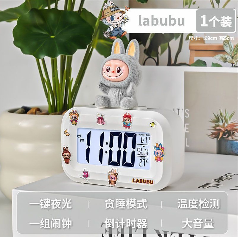 木の魚カピバラカ通DIY創意目覚まし時計学習専用高颜値デジタル時計ミニ電子時計|undefined
