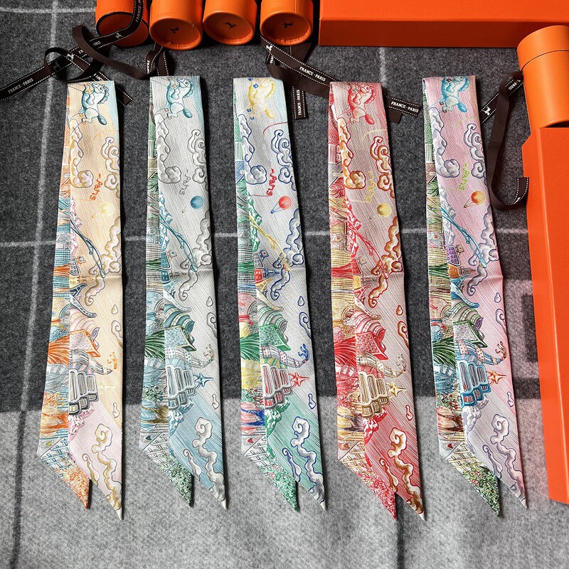 City of Light 2026 New Model 100% Mulberry Silk Scarf for Tying Bag Handles, Hair Bands, Narrow Ribbons, and Streamers