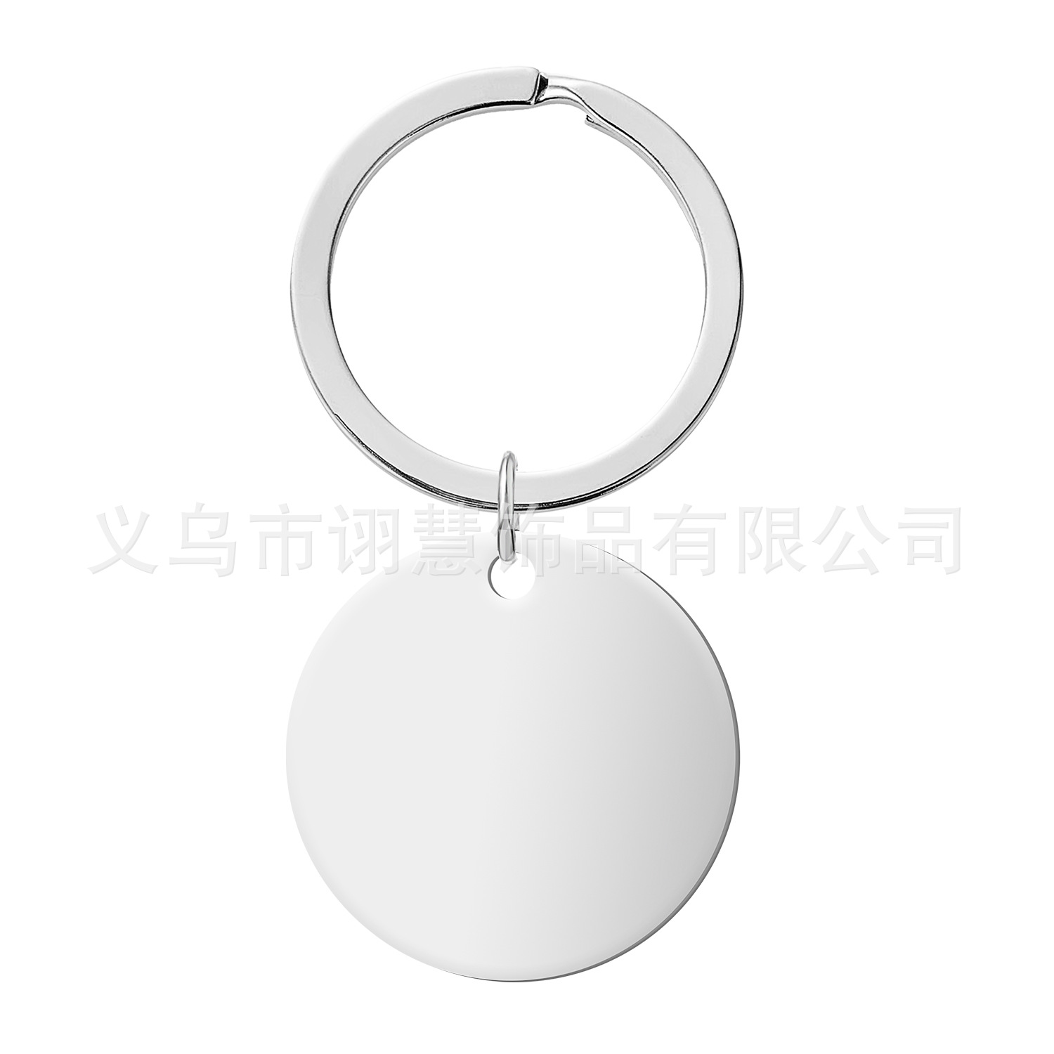 Fábrica personalizada llavero de acero inoxidable joyería en blanco negro redondo grabado de metal prueba accesorios de llave colgante