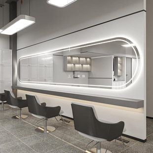 Internet Celebre Barber Shop Mirror Hair Salon Barber Mirror Dyeing and Ironing Mirror Table Surface Hairdressing Shop Mirror Horizontal Hanging Integrated Large Mirror