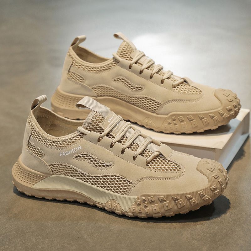 Zapatos de seguro laboral, zapatos de hombre, malla transpirable de verano, zapatos de red huecos, zapatos deportivos, zapatos de trabajo al aire libre de ocio antideslizantes y resistentes al desgaste
