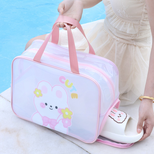Swim bag for children, dry-wet separation, waterproof storage bag for boys and girls, sports portable, cute cartoon beach tote bag