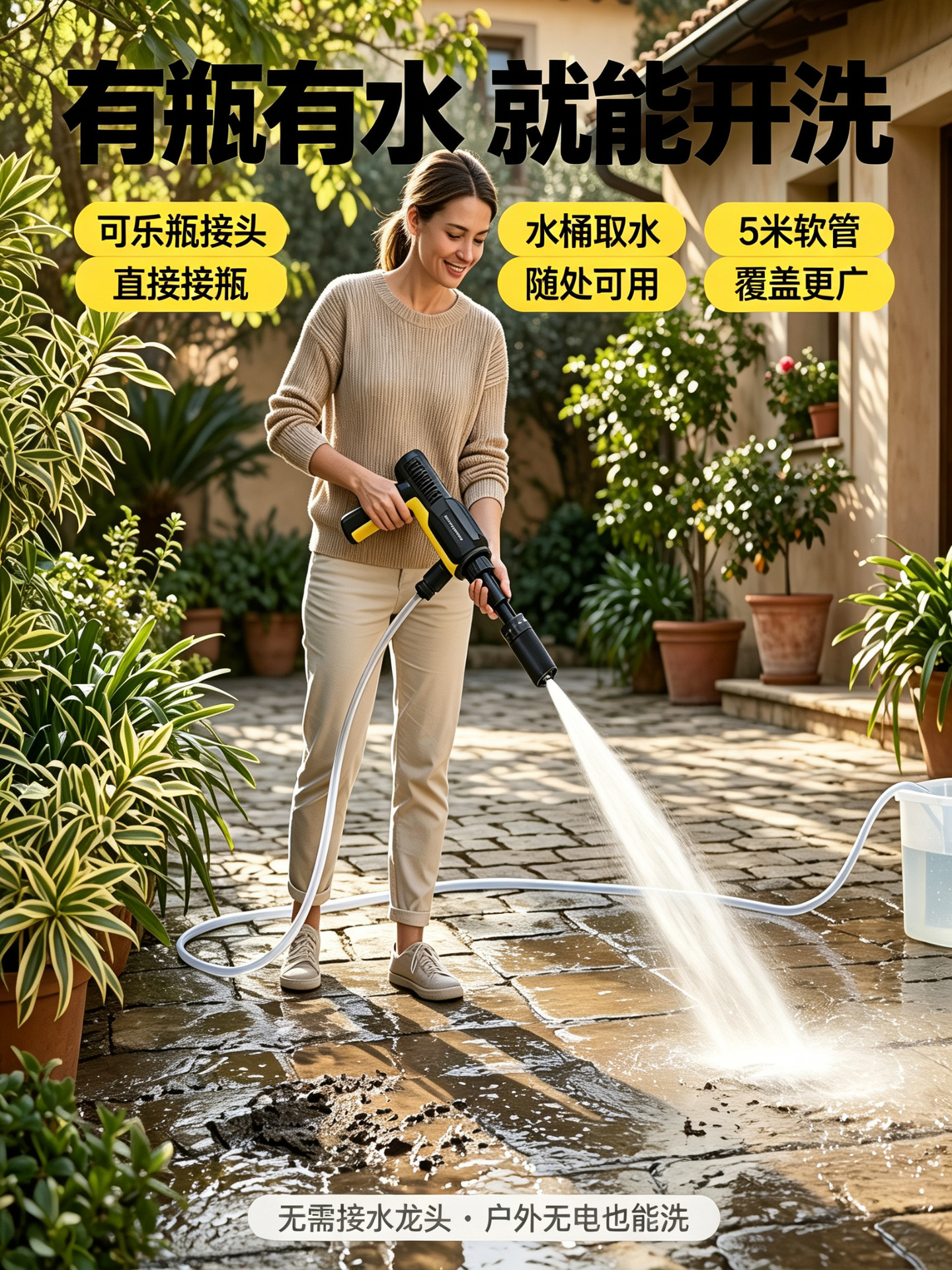 Cross-border wireless high-pressure car wash gun, foldable, high-power, fully automatic, lithium battery-powered car wash gun, wholesale