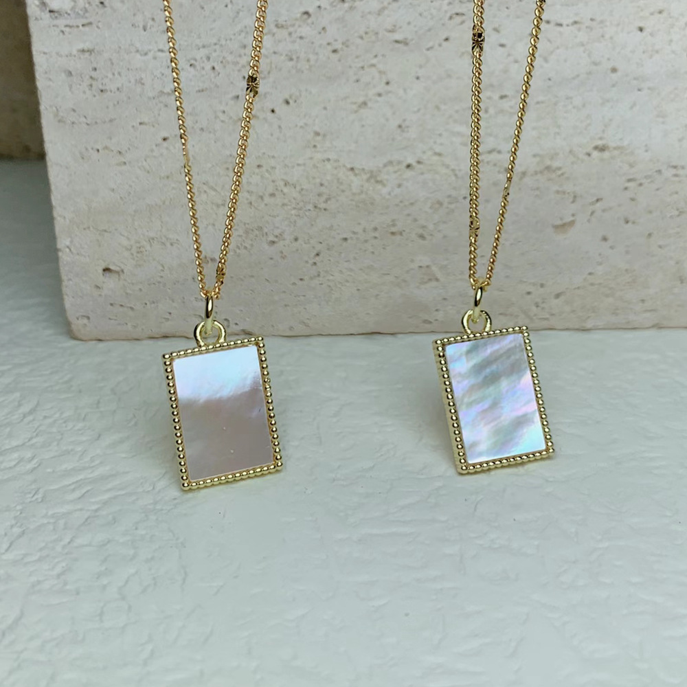 Fashion Square plate Copper Inlaid Shell Necklace 1 Piece