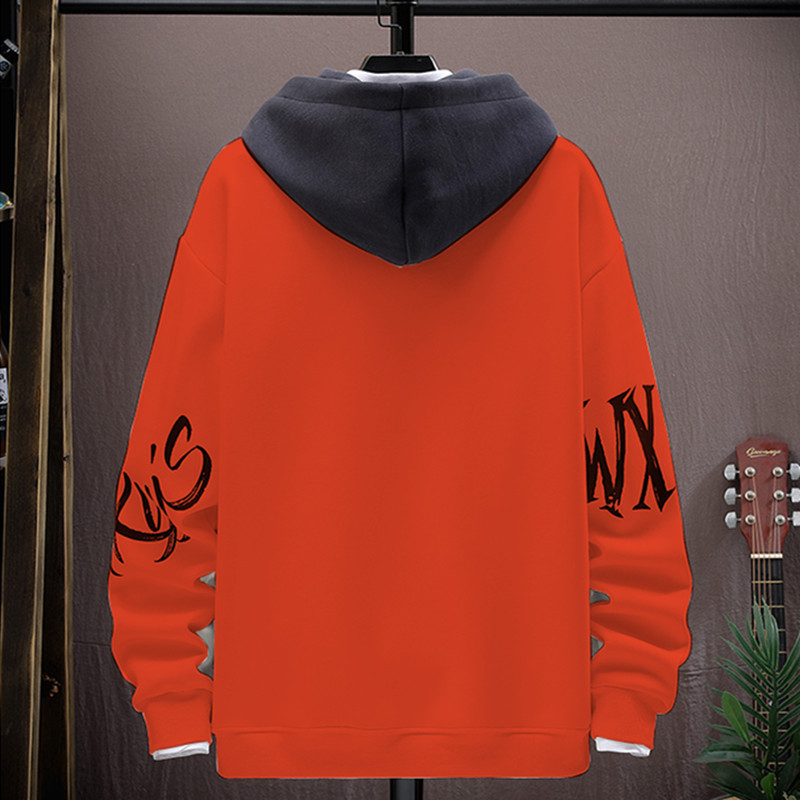 Autumn and winter youth sports suit men's 2023 Korean version junior and high school students velvet thickened hooded sweatshirt_voghion.com