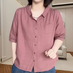 2025 New Summer Style Simple Fashion Shirt Women's Loose Age-Reducing Slimming Look Top Retro Versatile Thin Top